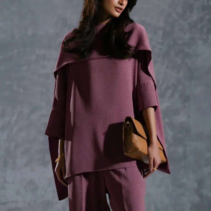 Graceful Shawl Neck Coord Set for Women J7067