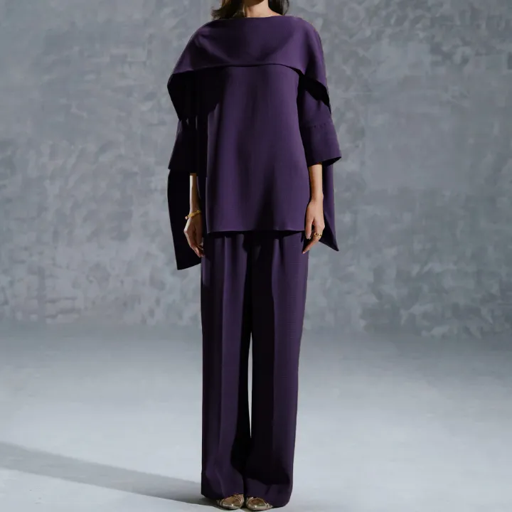 Graceful Shawl Neck Coord Set for Women J7067