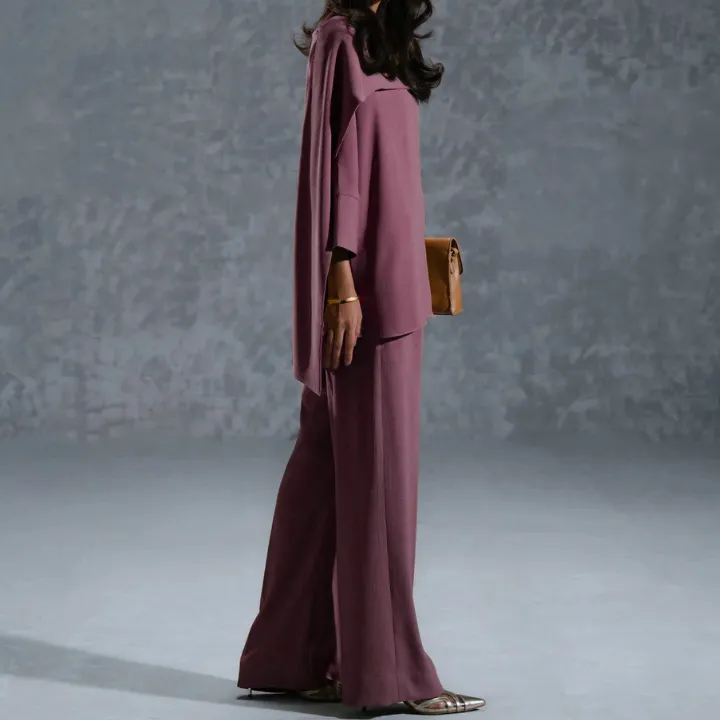 Graceful Shawl Neck Coord Set for Women J7067