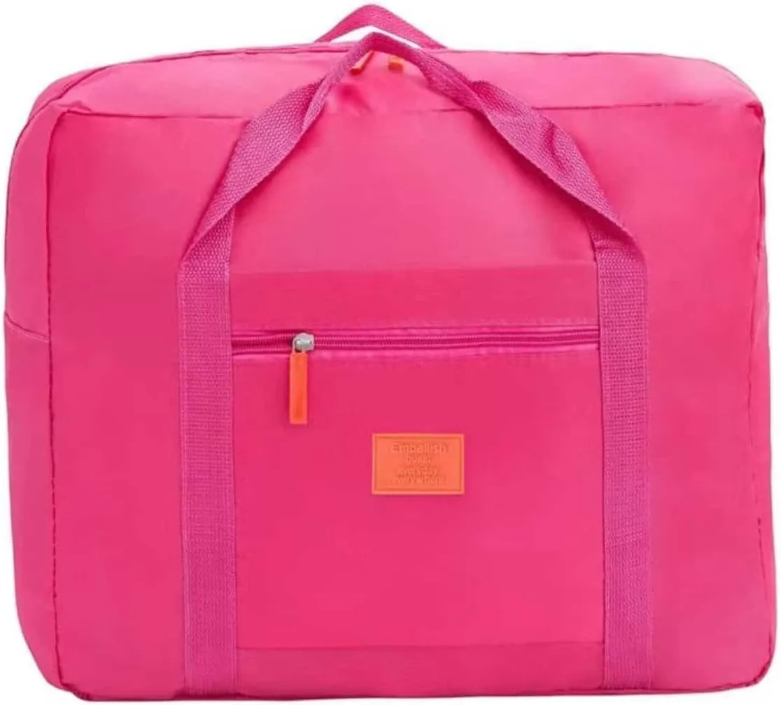 Hand Luggage Bag Aeroplane Travel Bag Small Foldable Suitcase Sports Bag Hospital Bag Weekender Bag, Pink, 34 Liter, Soft case for attachment to suitcase