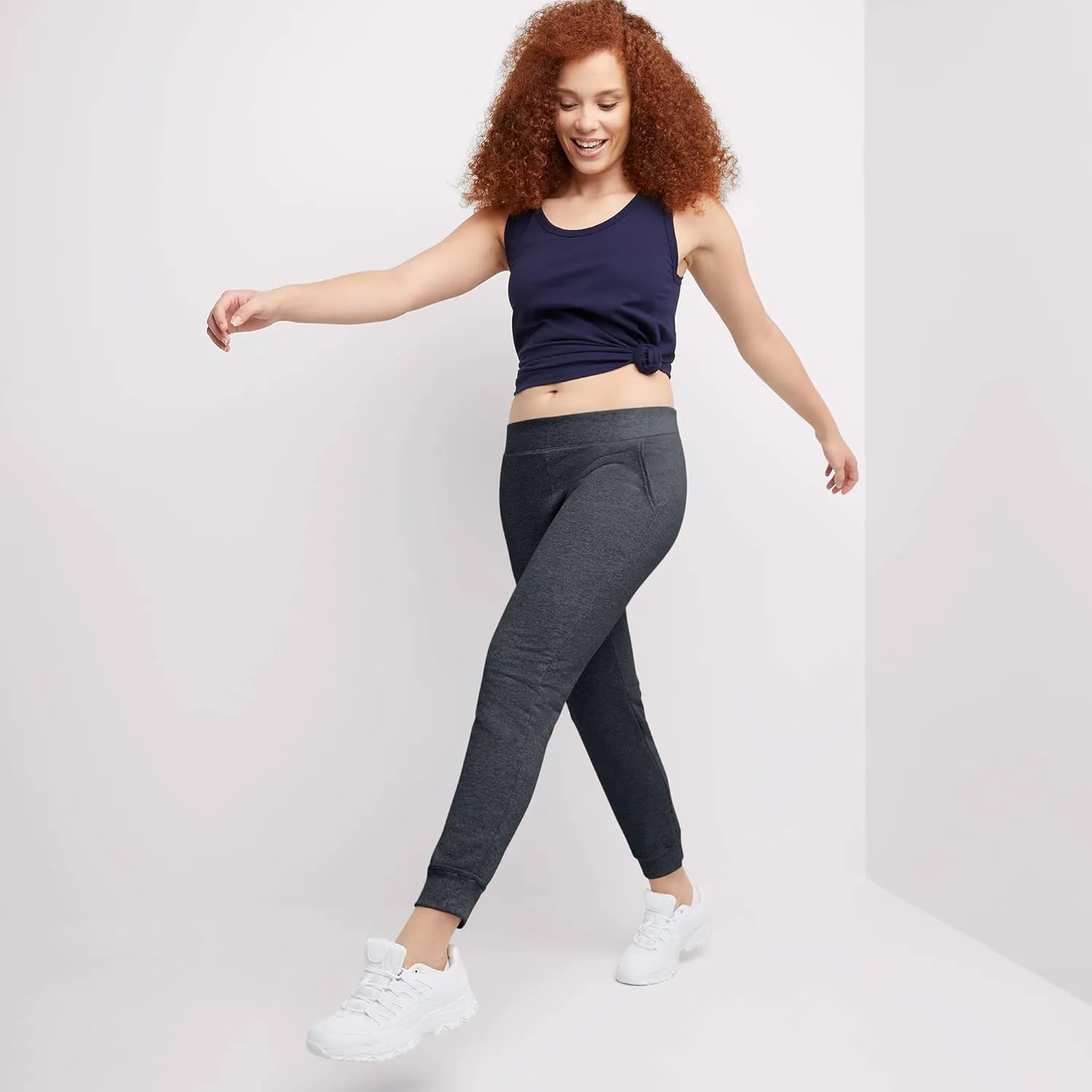 Hanes Women's Ecosmart Joggers, Midweight Cotton-Blend Fleece Sweatpants For Women