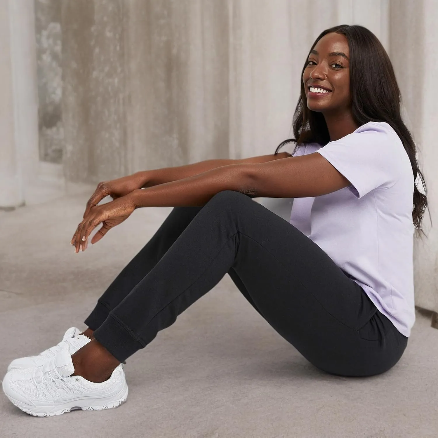 Hanes Women's Ecosmart Joggers, Midweight Cotton-Blend Fleece Sweatpants For Women