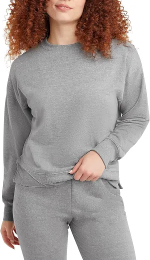 Hanes Women's Originals French Terry, Lightweight Fleece Pullover Sweatshirt, Available in Plus