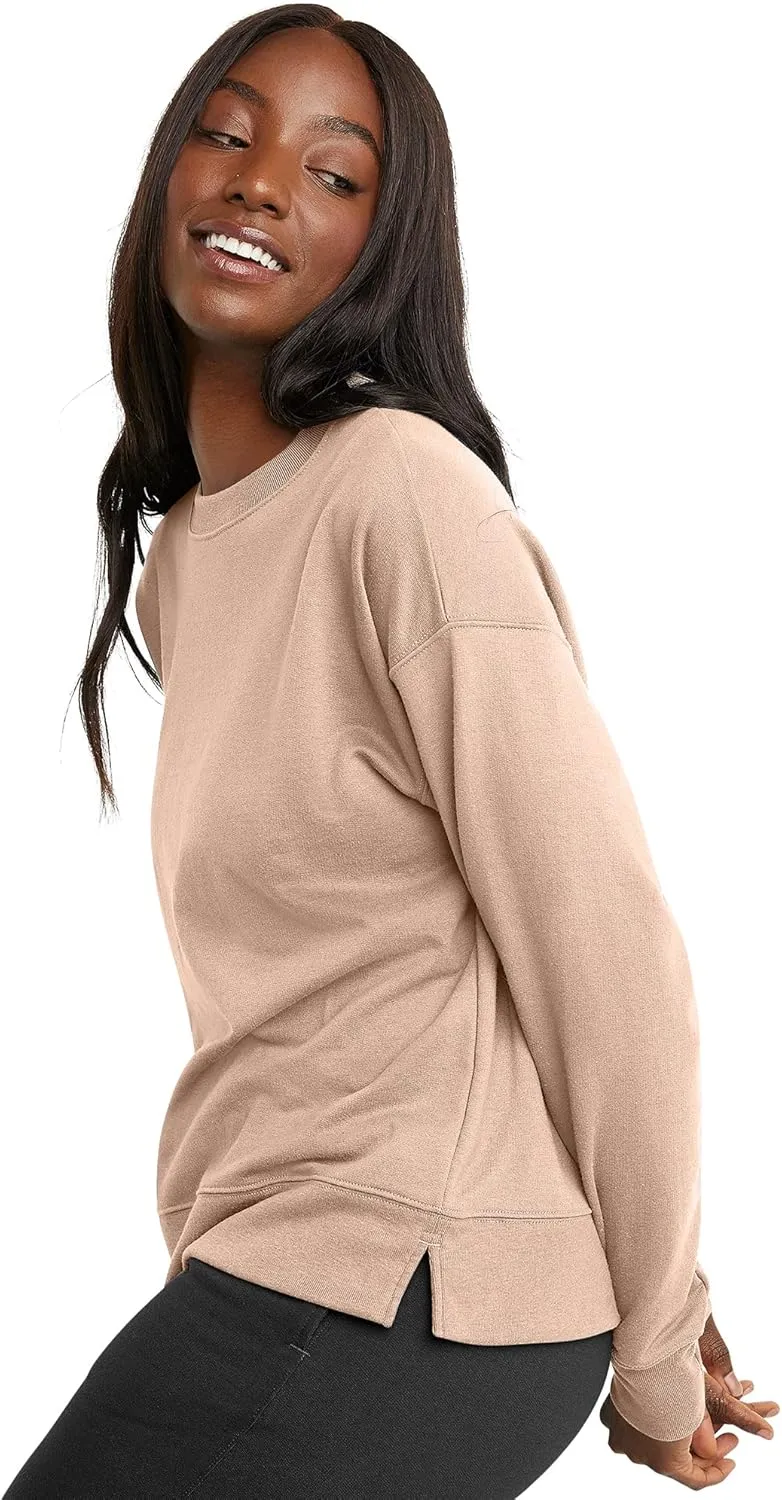 Hanes Women's Originals French Terry, Lightweight Fleece Pullover Sweatshirt, Available in Plus