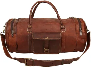 HANSA Leather Dapper Duffel Bag for Travel, Convertible Carry on Dapper Duffel Bag, Weekend Bag for Men (Size-24L x 10h x 10W Inche)