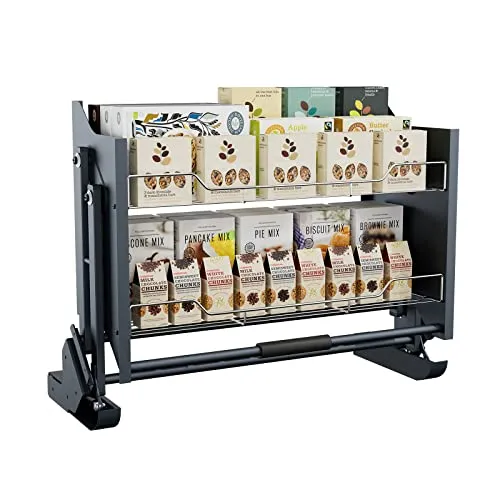 HAVEITS Pull Down Cabinet Organizer, 2 Tiers Spice and Dishes Pull Out Cabinet Storage Shelf for Kitchen Upper Blind Conner Cabinet, Suitable for 30inch Cabinet