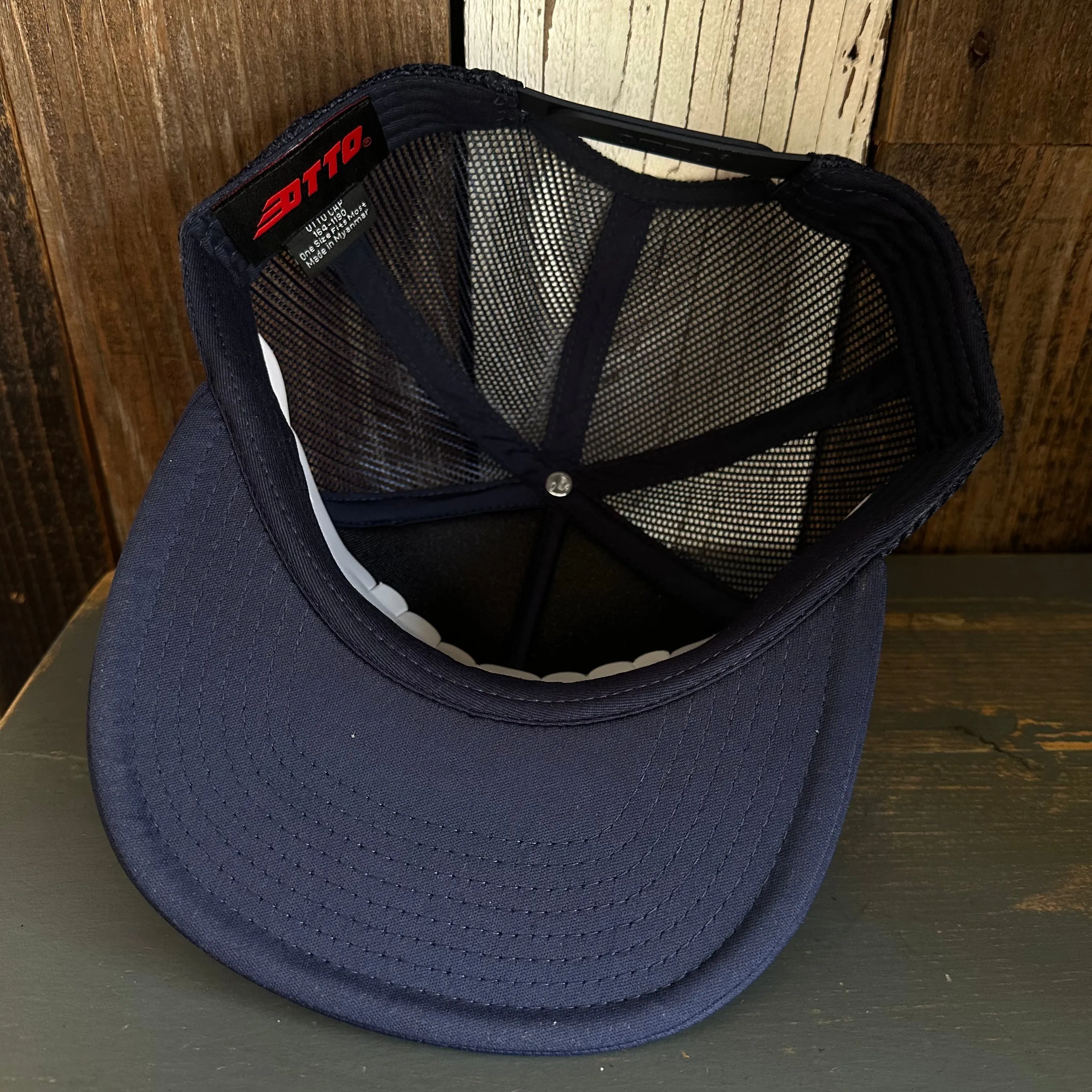 Hermosa Beach GOLF CARTS & YOGAS PANTS Trucker Hat - Navy (Flat Brim)