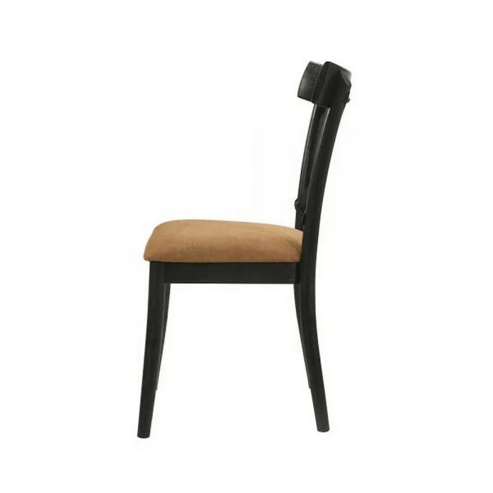 Hilly 21 Inch Dining Chair, Set of 2, Crossbuck Backrest, Brown and Black By Casagear Home