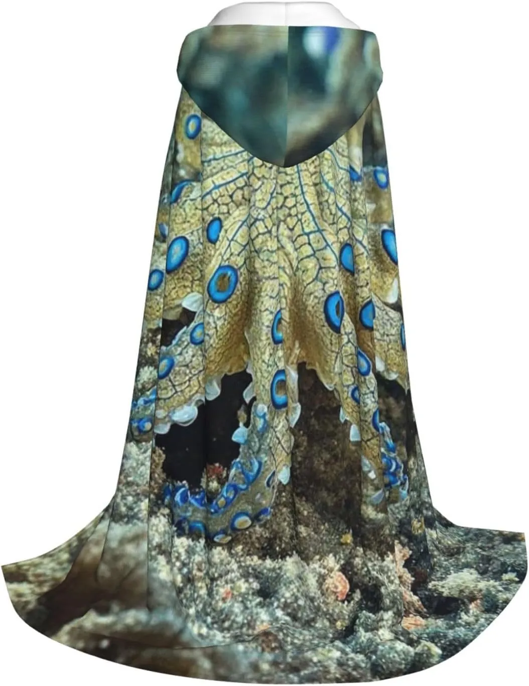 Hooded Cloak Unisex Halloween Hooded Cape Blue Ringed Octopus Hooded Robe Halloween Cloak Cosplay Costumes