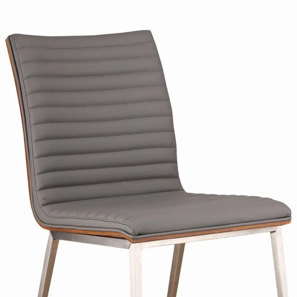 Horizontally Tufted Leatherette Dining Chair, Set of 2,Gray By Casagear Home