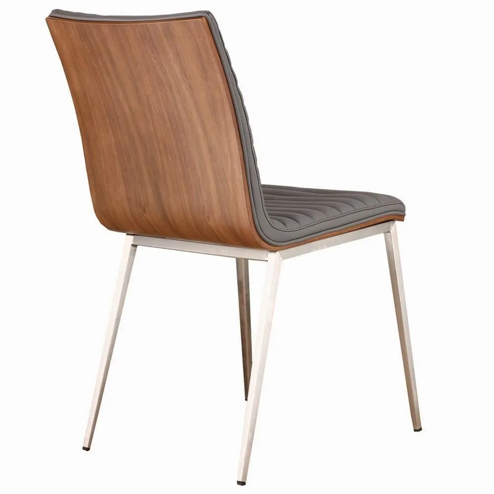Horizontally Tufted Leatherette Dining Chair, Set of 2,Gray By Casagear Home