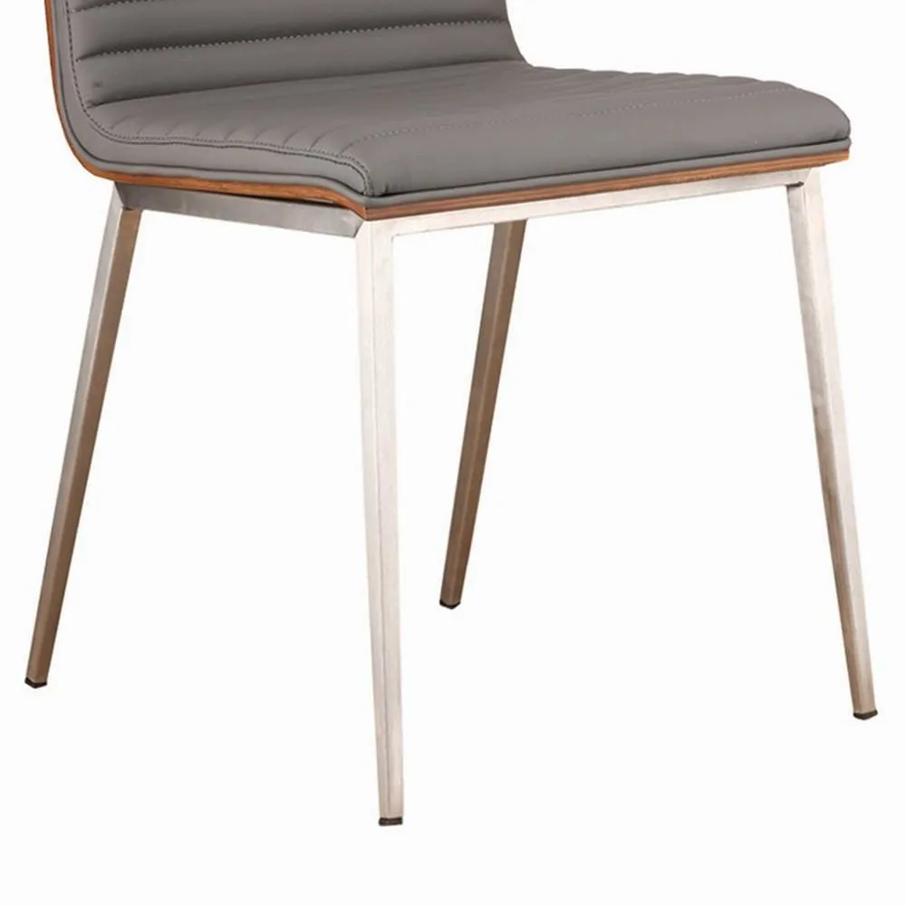 Horizontally Tufted Leatherette Dining Chair, Set of 2,Gray By Casagear Home