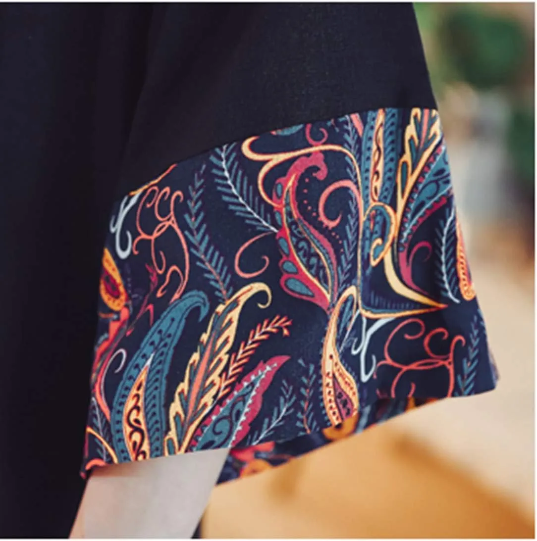 HZCX FASHION Men's Cotton Linen Long Kimono Jackets Open Front Cardigan Cloak