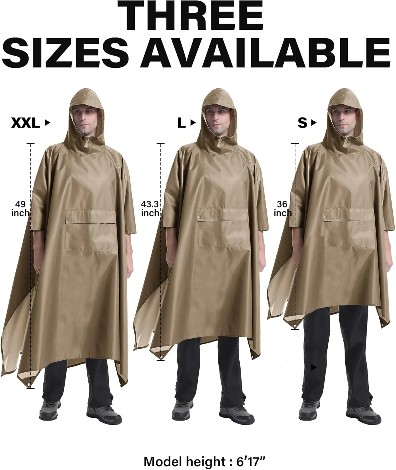 iCreek Hooded Rain Poncho with Pocket Waterproof Lightweight Unisex Raincoat Jacket for Hiking, Camping, Outdoor