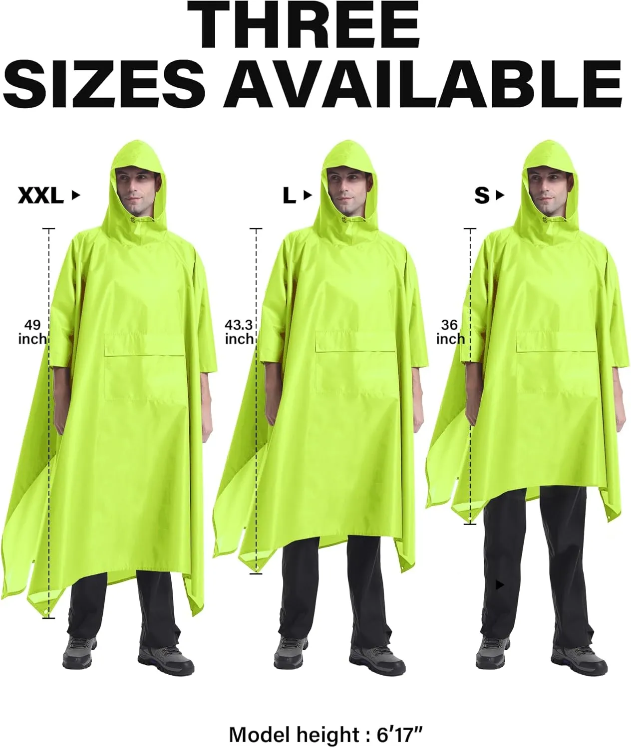 iCreek Hooded Rain Poncho with Pocket Waterproof Lightweight Unisex Raincoat Jacket for Hiking, Camping, Outdoor