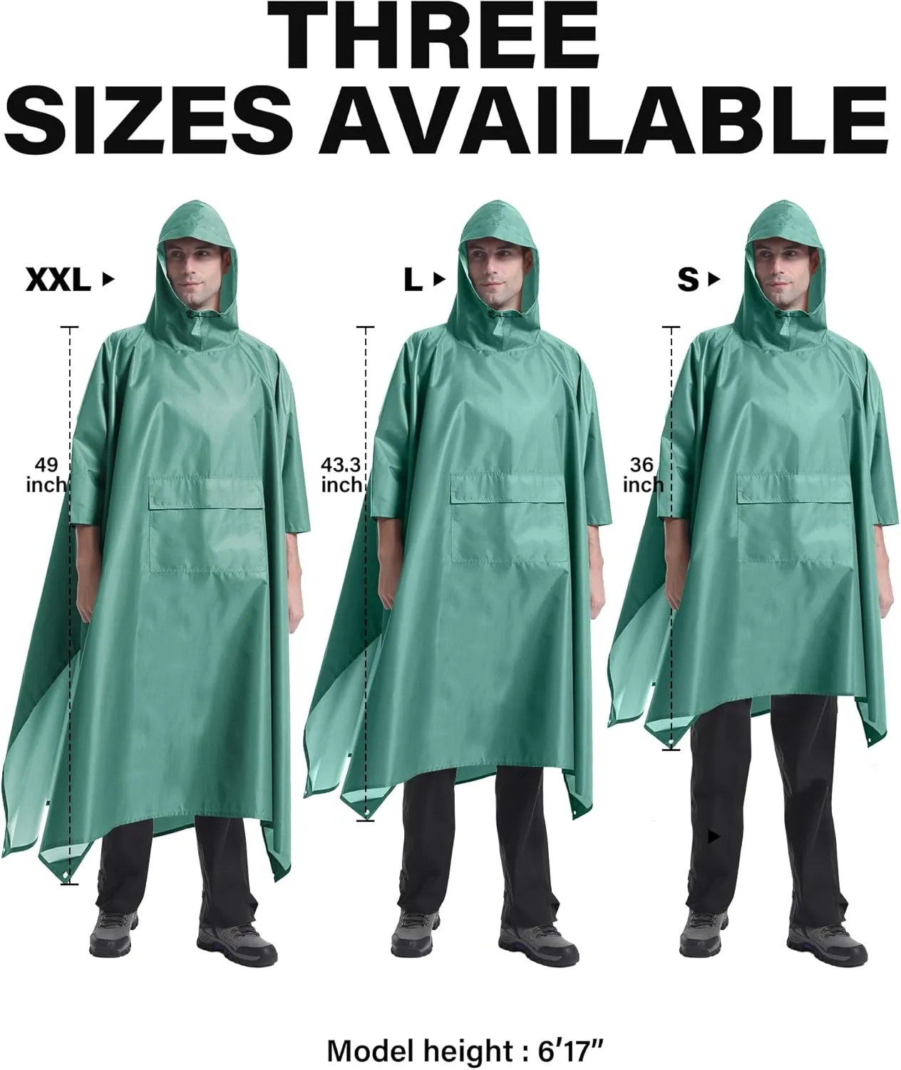 iCreek Hooded Rain Poncho with Pocket Waterproof Lightweight Unisex Raincoat Jacket for Hiking, Camping, Outdoor