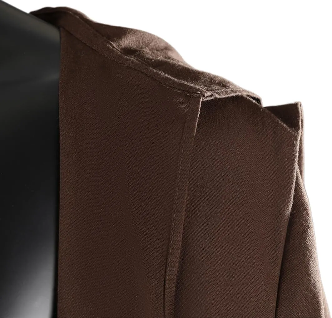 Jedi Cosplay Costume Mens Knight Brown Hooded Cloak Robe Jedi Anakin Halloween Outfit Wizard Uniform Suit