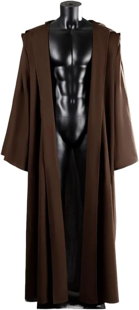 Jedi Cosplay Costume Mens Knight Brown Hooded Cloak Robe Jedi Anakin Halloween Outfit Wizard Uniform Suit