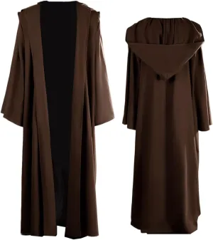 Jedi Cosplay Costume Mens Knight Brown Hooded Cloak Robe Jedi Anakin Halloween Outfit Wizard Uniform Suit