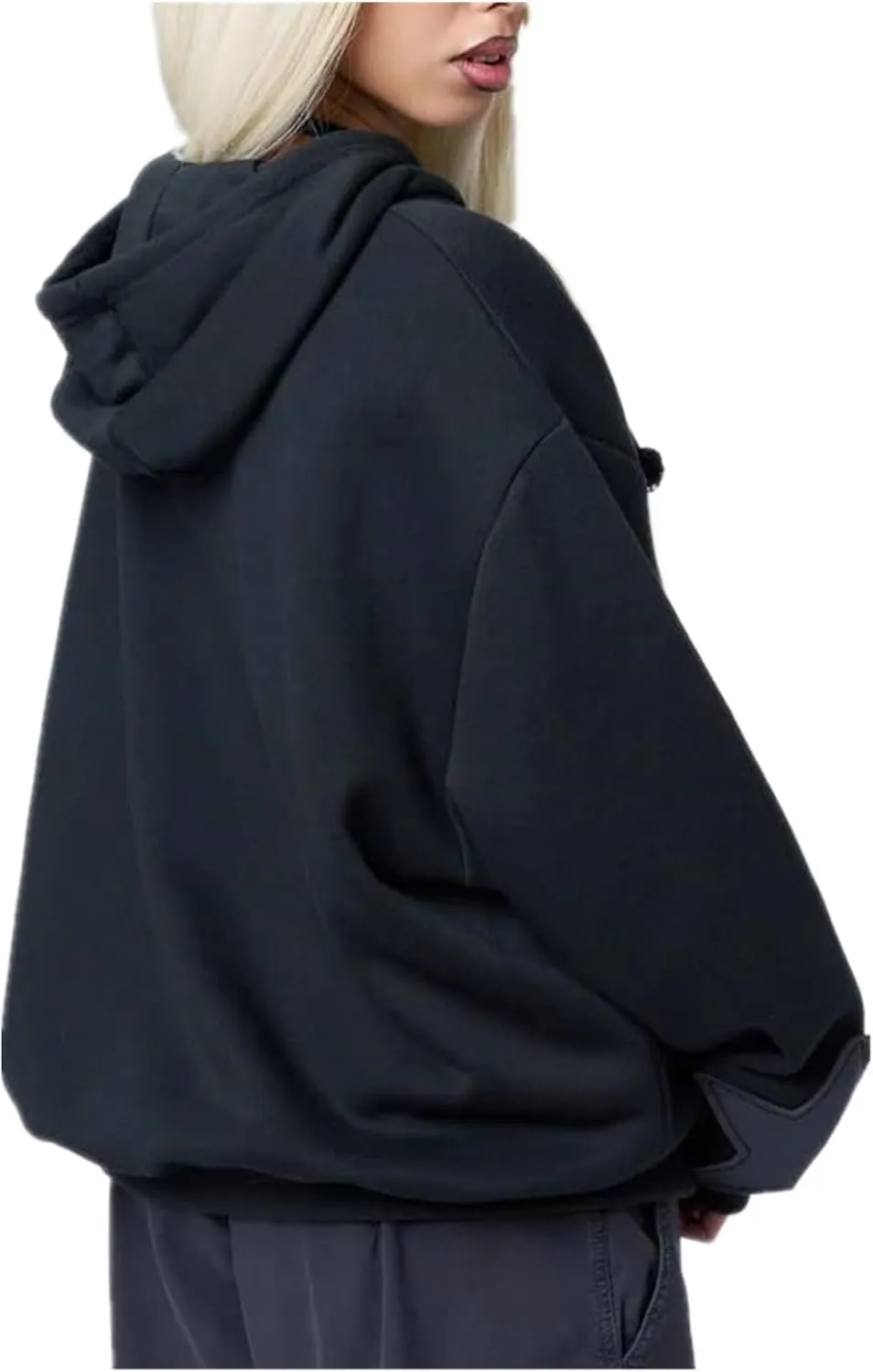 Karwuiio Women Y2k Zip Up Hoodies Star Graphic Long Sleeve Jackets Hip Hop Harajuku Oversized Hooded Sweatshirt