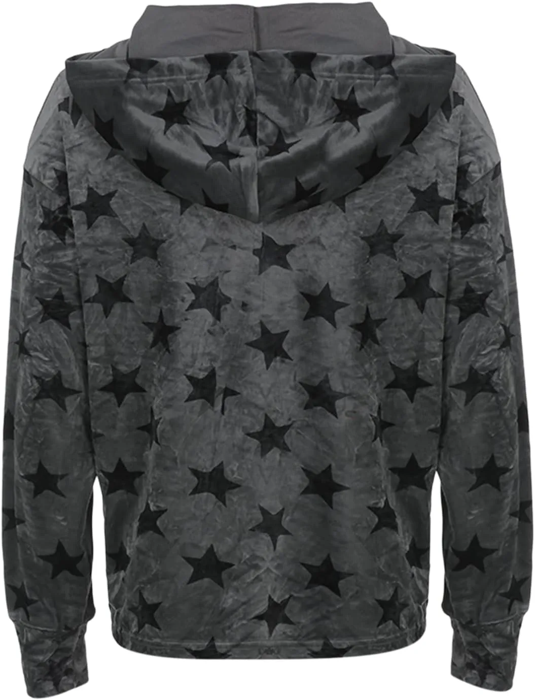 Karwuiio Women Y2k Zip Up Hoodies Star Graphic Long Sleeve Jackets Hip Hop Harajuku Oversized Hooded Sweatshirt