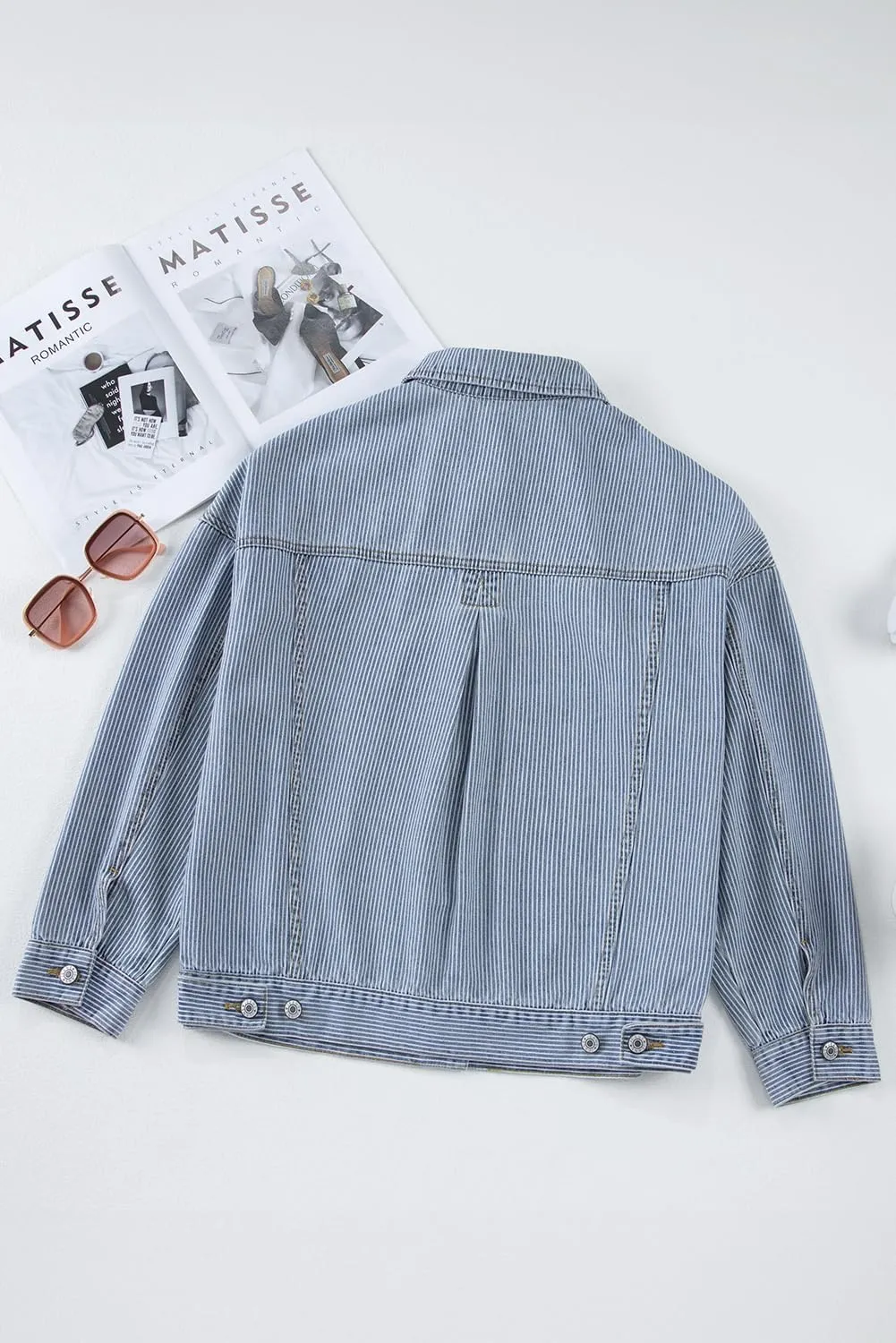 KevaMolly Womens Denim Jacket Long Sleeve Washed Oversize Pocketed Denim Jacket Pocket Casual Daily Coat