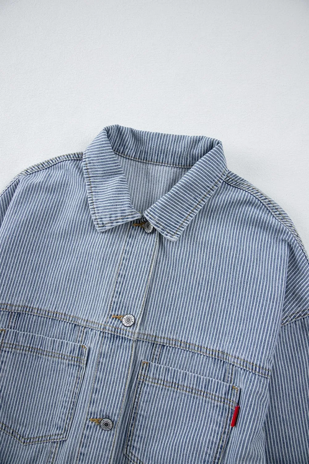 KevaMolly Womens Denim Jacket Long Sleeve Washed Oversize Pocketed Denim Jacket Pocket Casual Daily Coat