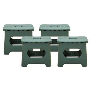 Kuber Industries (Set of 4) Small Folding Stool for Sitting - Plastic Foldable & Portable Step Stool for Kids - Green