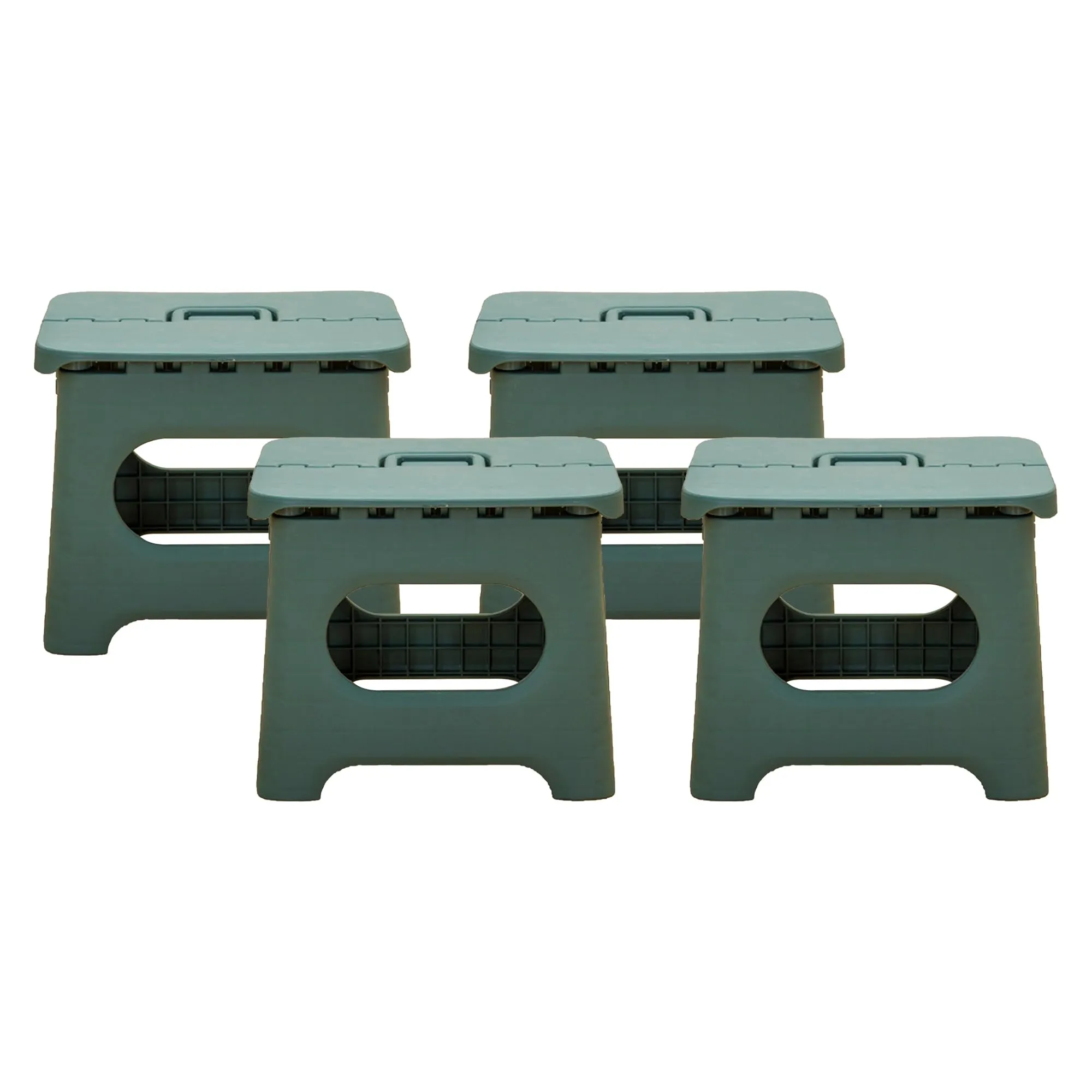 Kuber Industries (Set of 4) Small Folding Stool for Sitting - Plastic Foldable & Portable Step Stool for Kids - Green
