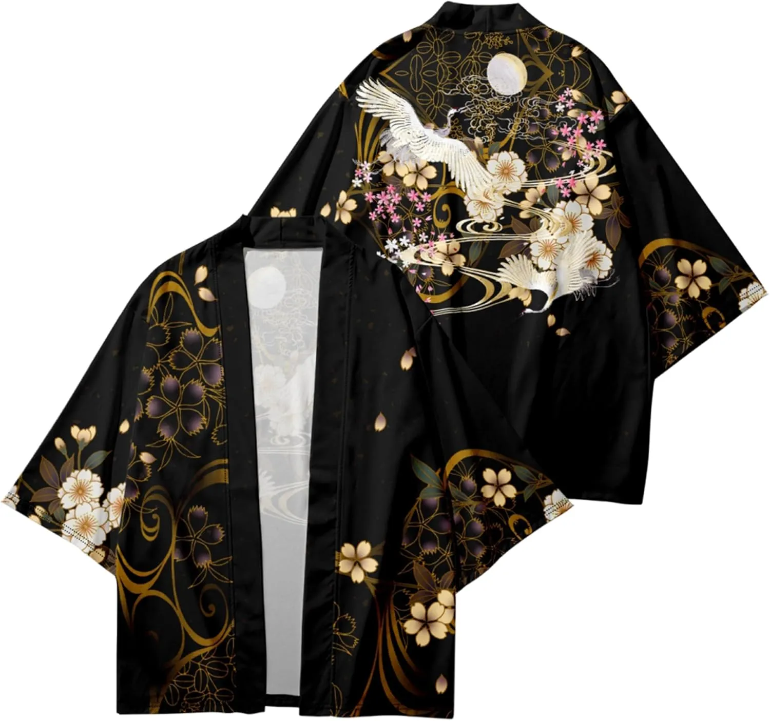 LAI MENG FIVE CATS Women's Summer Cardigan Lightweight Kimono Floral Print Loose Cover up Casual Tops