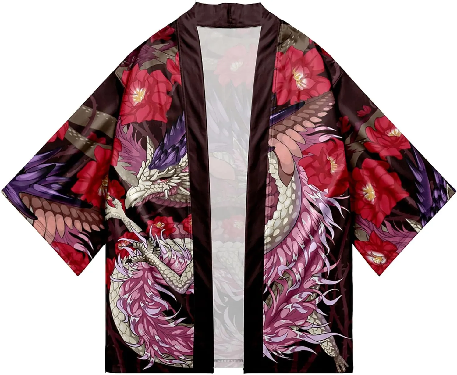 LAI MENG FIVE CATS Women's Summer Cardigan Lightweight Kimono Floral Print Loose Cover up Casual Tops