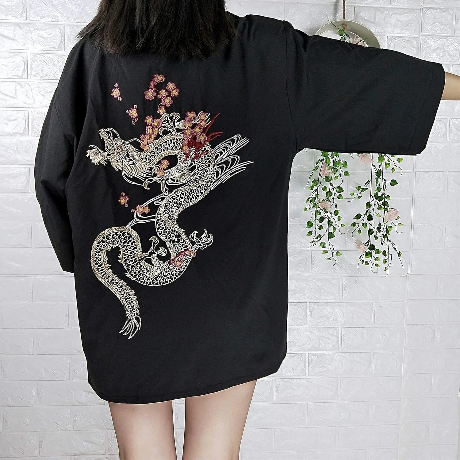 LAI MENG FIVE CATS Women's Summer Cardigan Lightweight Kimono Floral Print Loose Cover up Casual Tops