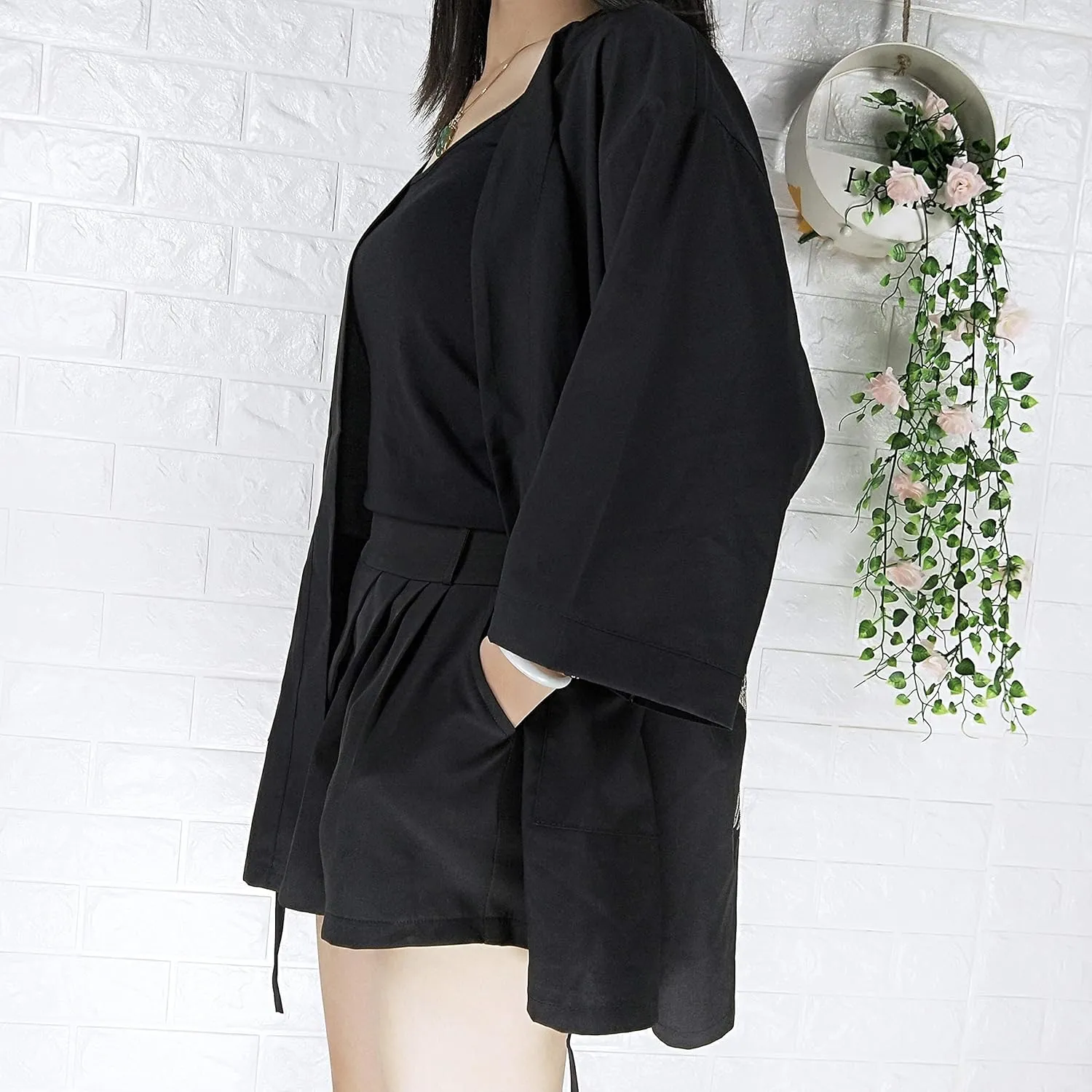 LAI MENG FIVE CATS Women's Summer Cardigan Lightweight Kimono Floral Print Loose Cover up Casual Tops