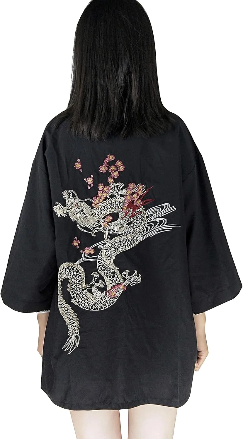 LAI MENG FIVE CATS Women's Summer Cardigan Lightweight Kimono Floral Print Loose Cover up Casual Tops