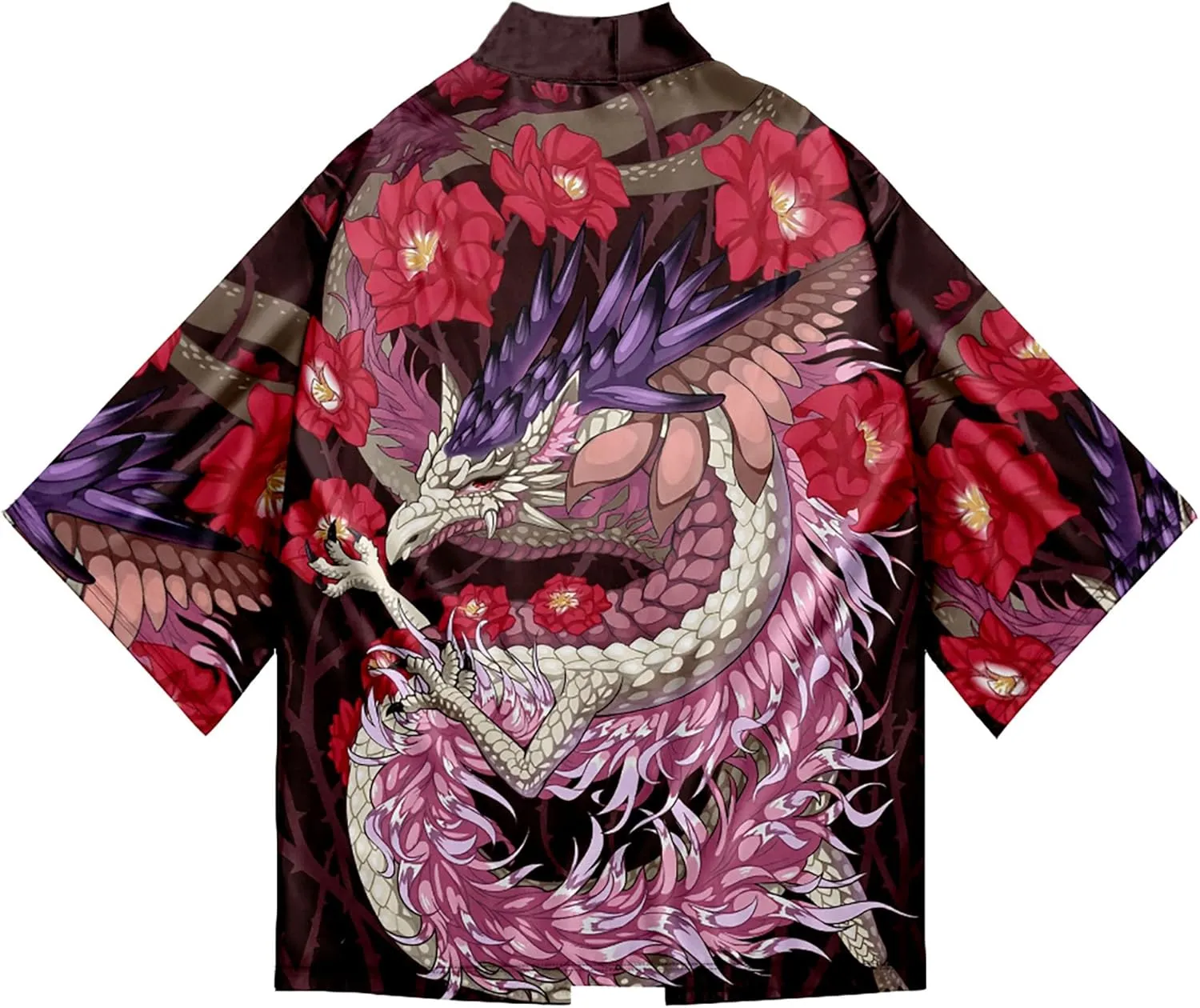 LAI MENG FIVE CATS Women's Summer Cardigan Lightweight Kimono Floral Print Loose Cover up Casual Tops