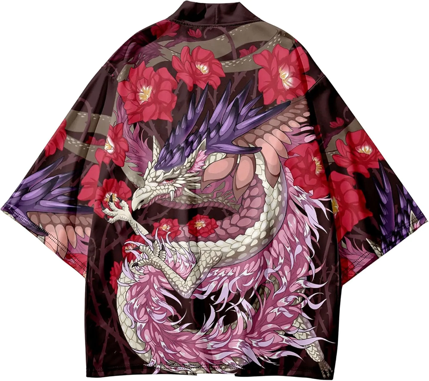 LAI MENG FIVE CATS Women's Summer Cardigan Lightweight Kimono Floral Print Loose Cover up Casual Tops