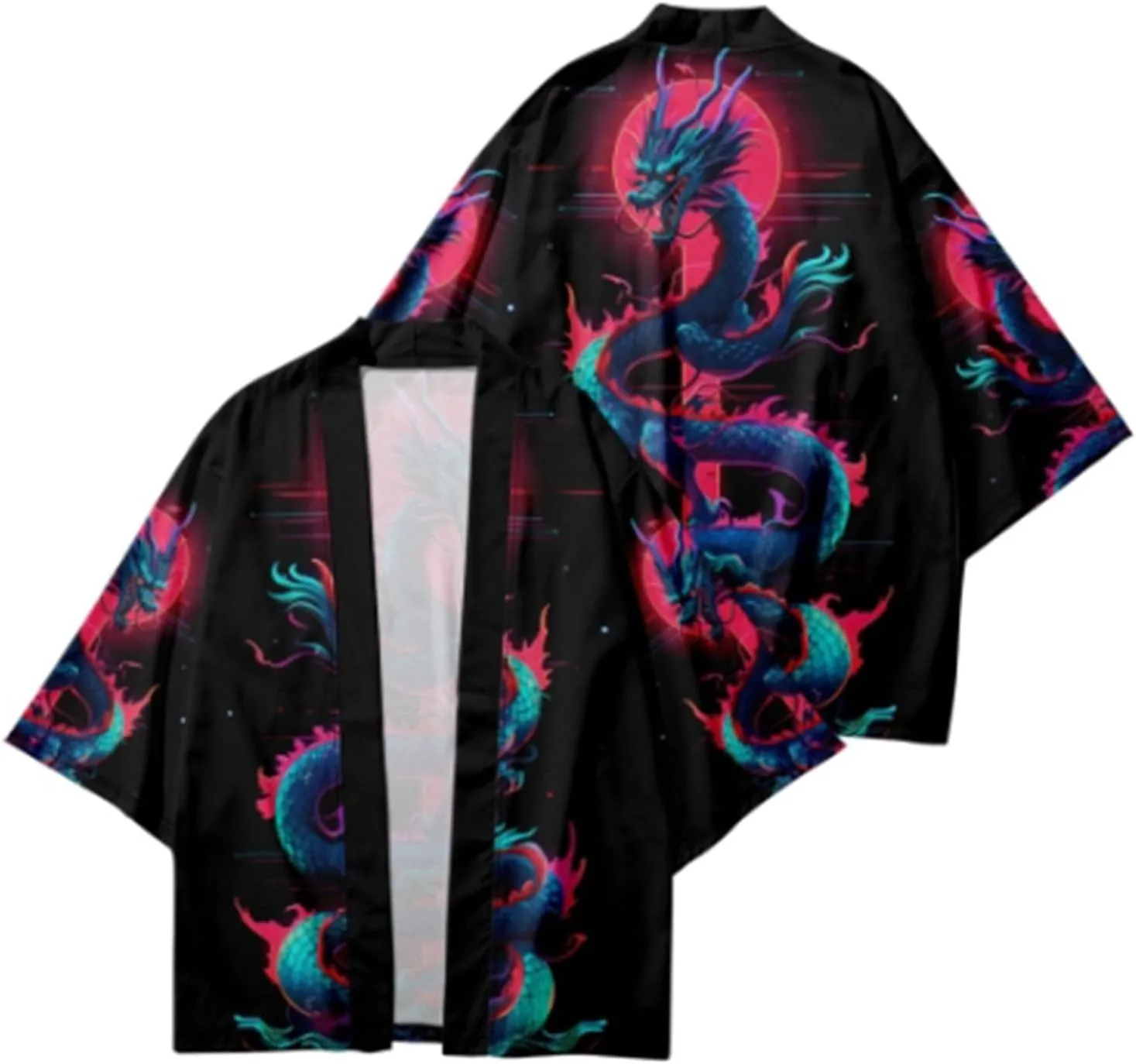 LAI MENG FIVE CATS Women's Summer Cardigan Lightweight Kimono Floral Print Loose Cover up Casual Tops
