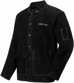 Leather Welding Jacket Black;Heavy Duty Safety Jacket;Heat and Flame Resistant