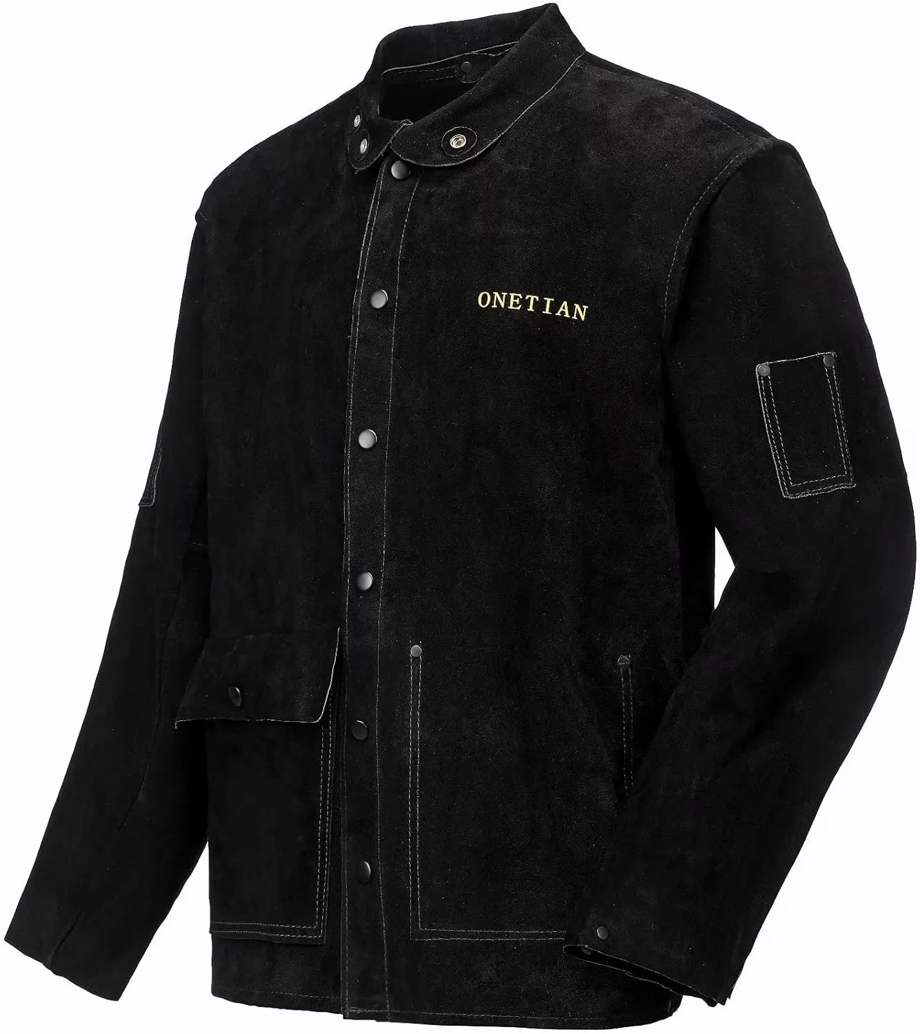 Leather Welding Jacket Black;Heavy Duty Safety Jacket;Heat and Flame Resistant