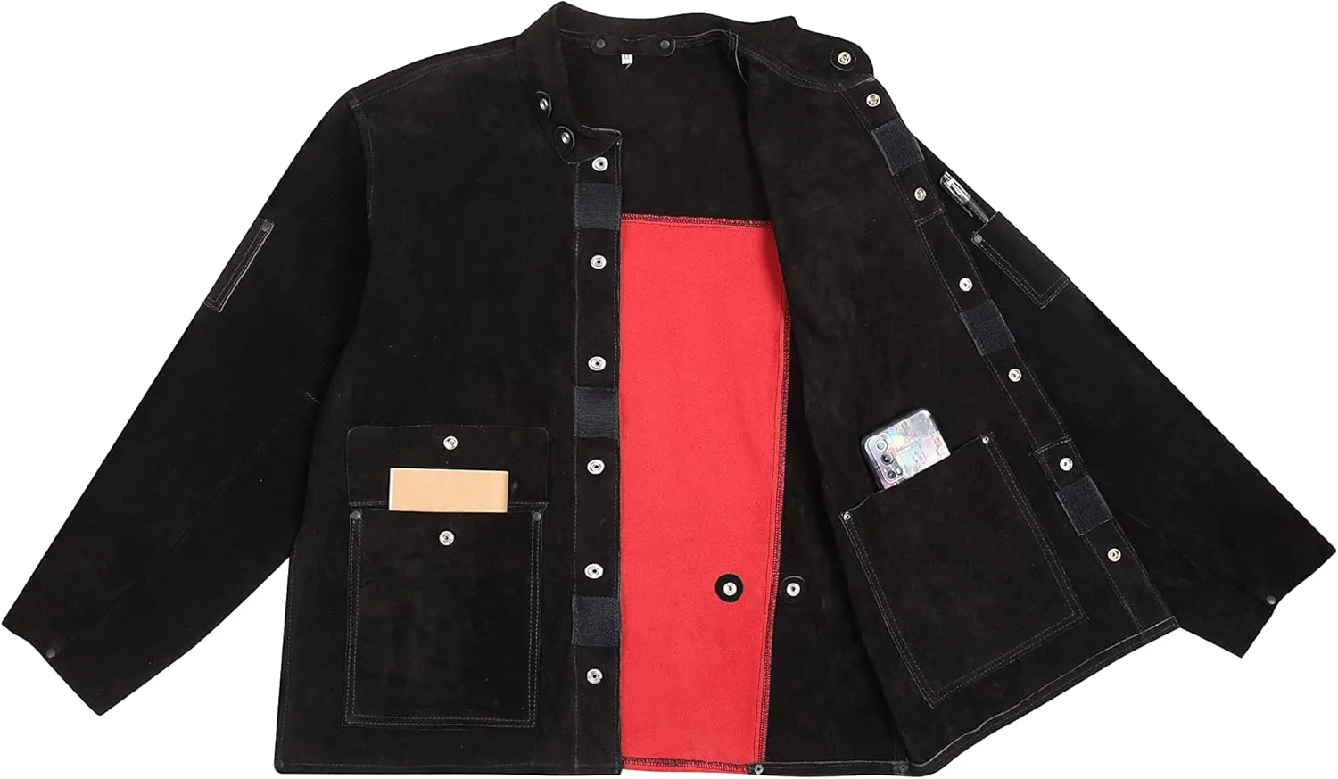 Leather Welding Jacket Black;Heavy Duty Safety Jacket;Heat and Flame Resistant
