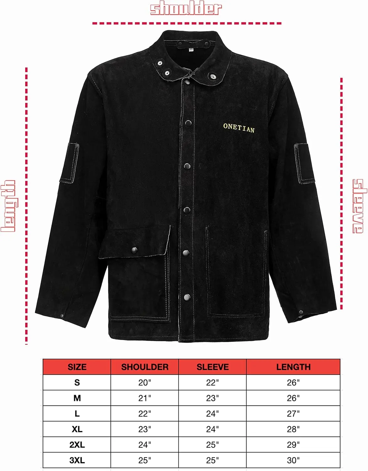 Leather Welding Jacket Black;Heavy Duty Safety Jacket;Heat and Flame Resistant