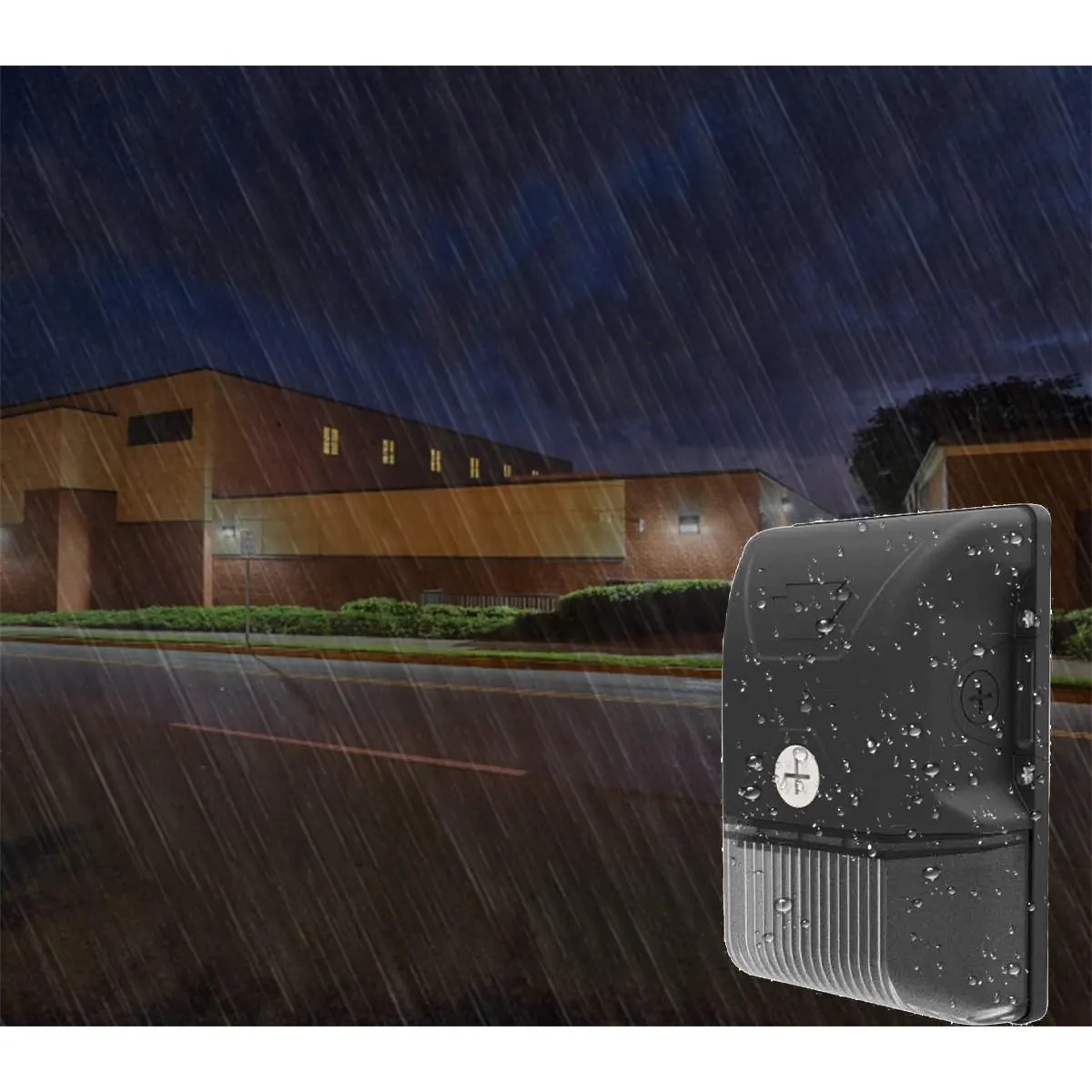 LED Mini Wall Pack With Photocell, 20 Watts, 2700 Lumens, 30K/40K/50K, 120-277V, Black Finish