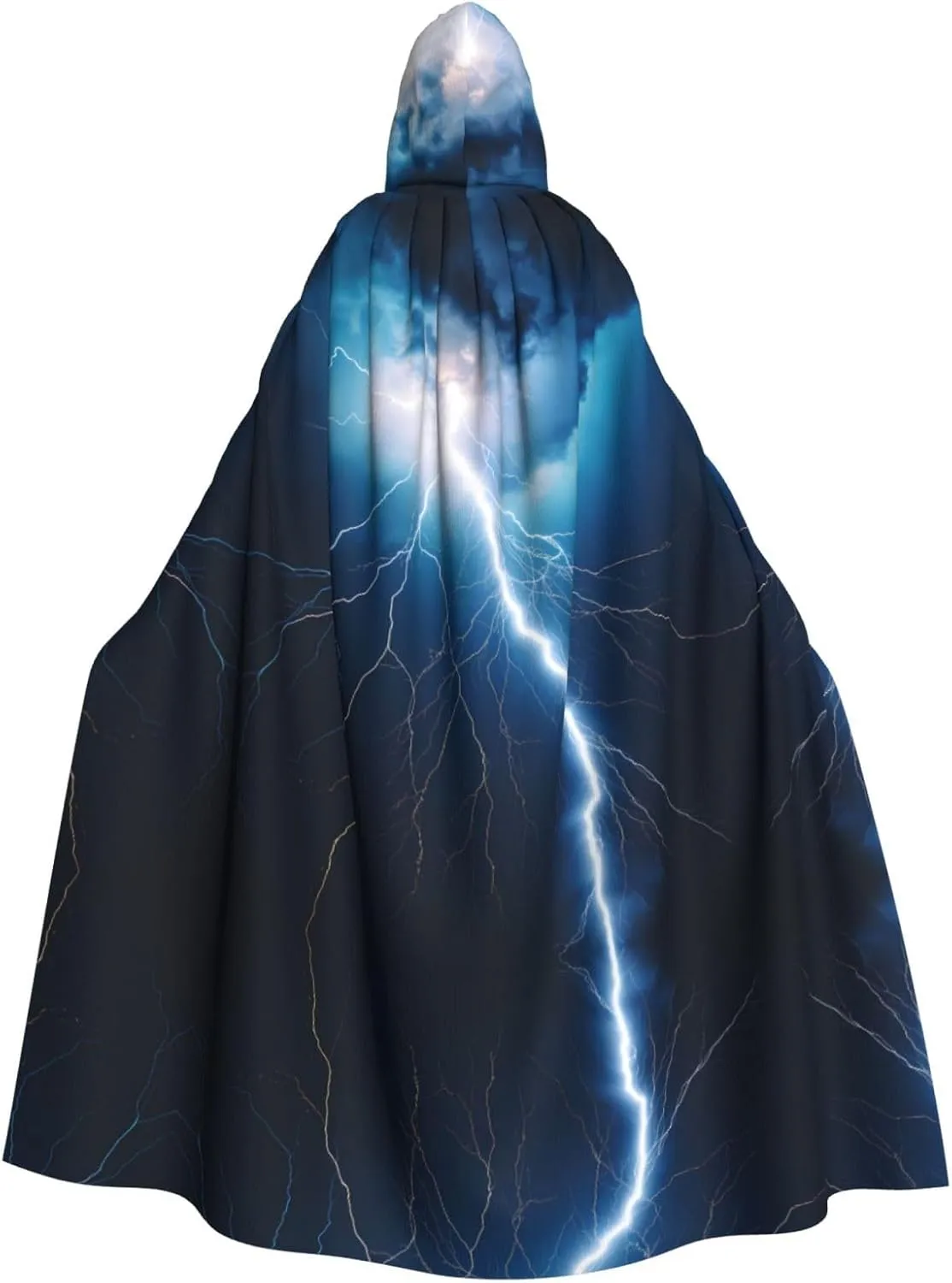 lightning Printed aldult Cosplay Poncho Hooded Cloak for men and women Halloween Party