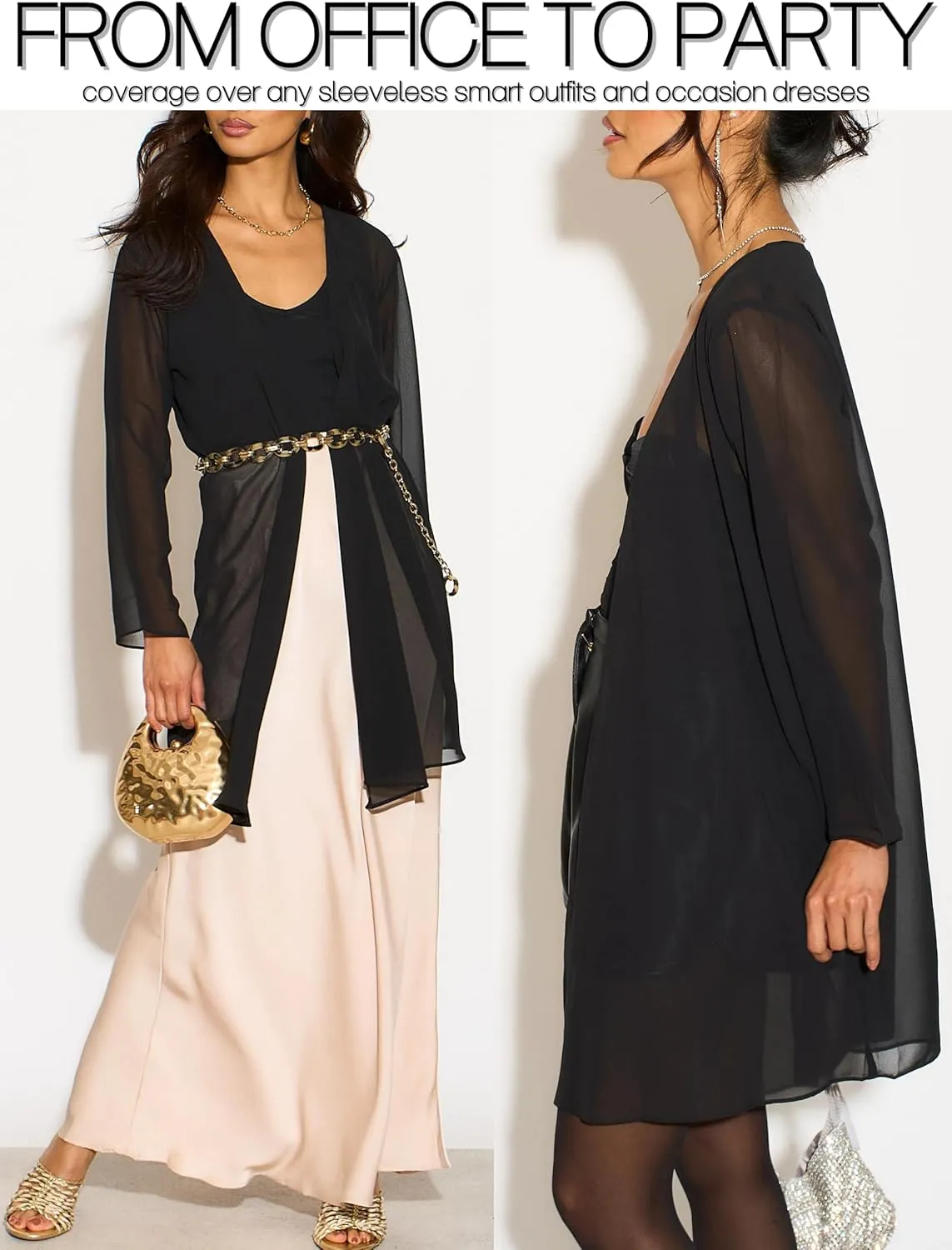 likemary Sheer Kimono Cardigans for Women - Elegant Dusters - Open Front Lightweight Long Cover Up Jackets Ideal for Dresses