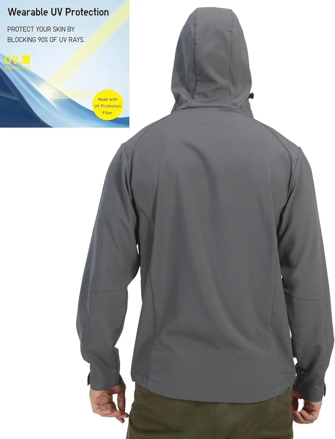 Little Donkey Andy Men's UPF 50  Sun Protection Jackets Stretch Breathable Hoodie Summer Shirts for Hiking