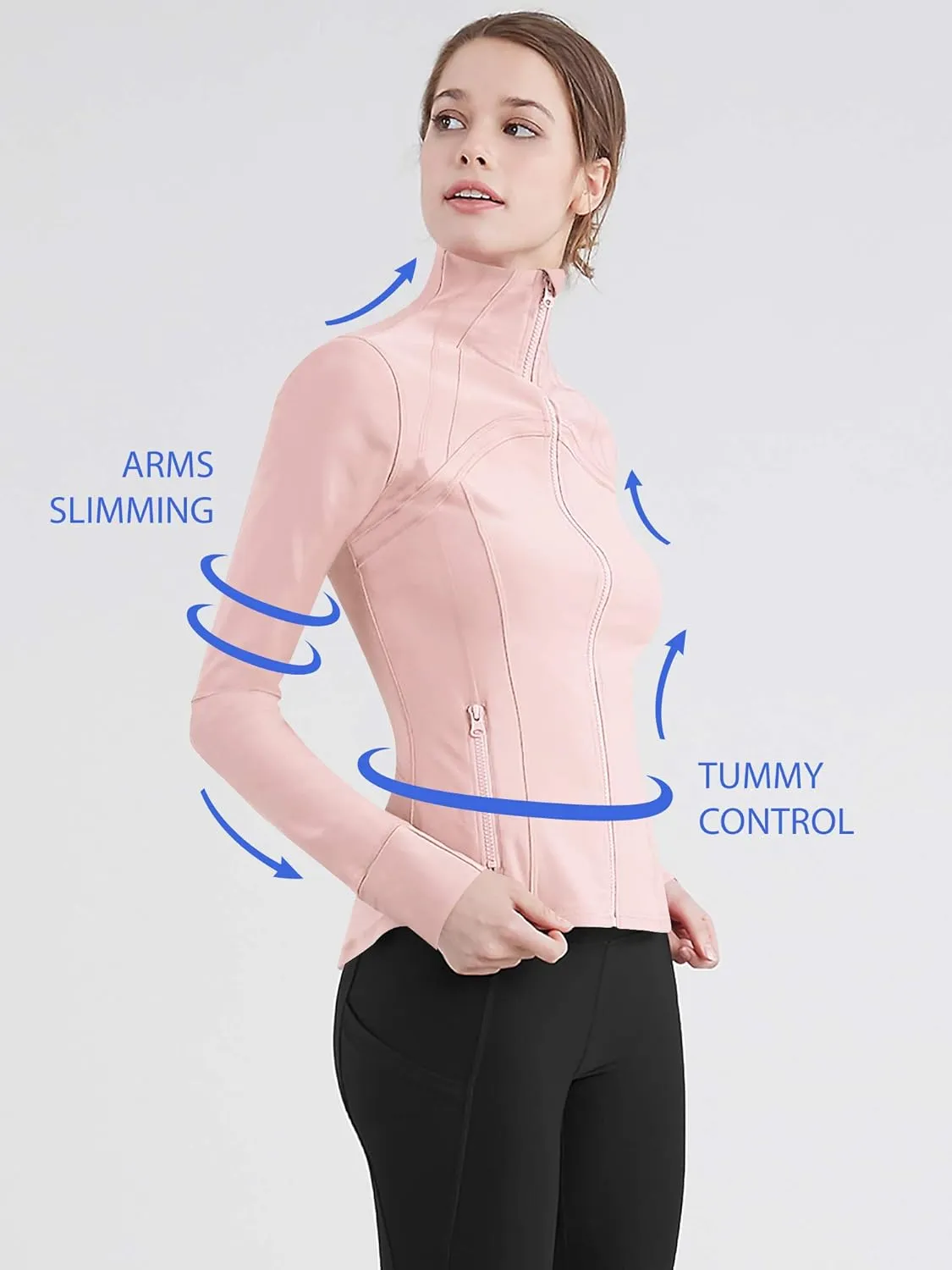 Lock and Love Women's Full Zip-up Yoga Workout Running Track Jacket with Thumb Holes