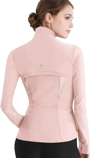 Lock and Love Women's Full Zip-up Yoga Workout Running Track Jacket with Thumb Holes