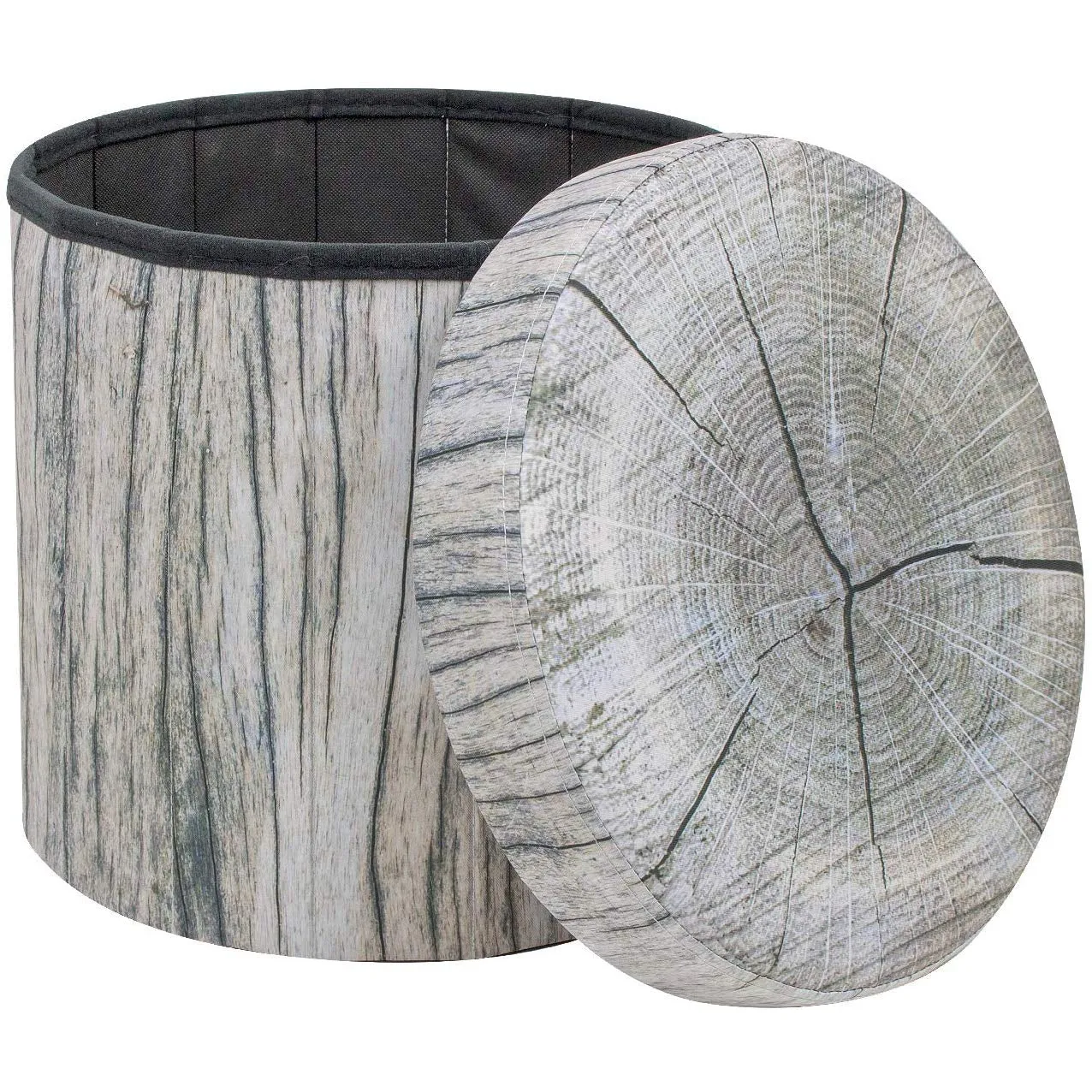 Log Print Storage Ottoman