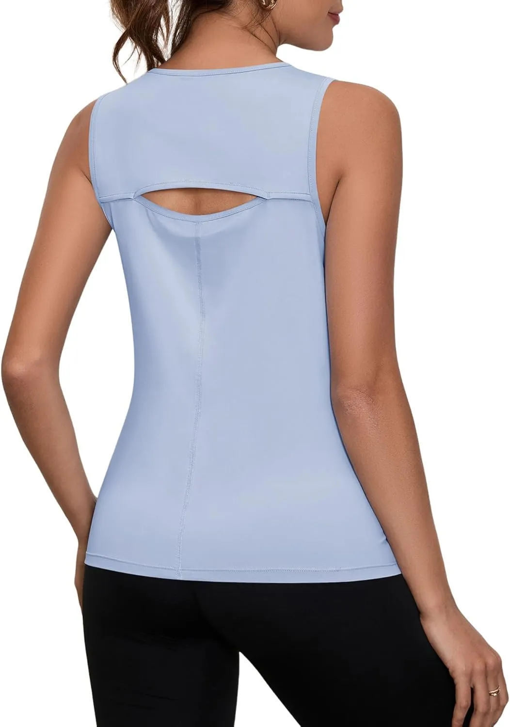 Loovoo Women's Workout Tank Tops Loose Fit Open Back Running Shirts Sleeveless Quick Dry Athletic Gym Yoga Top
