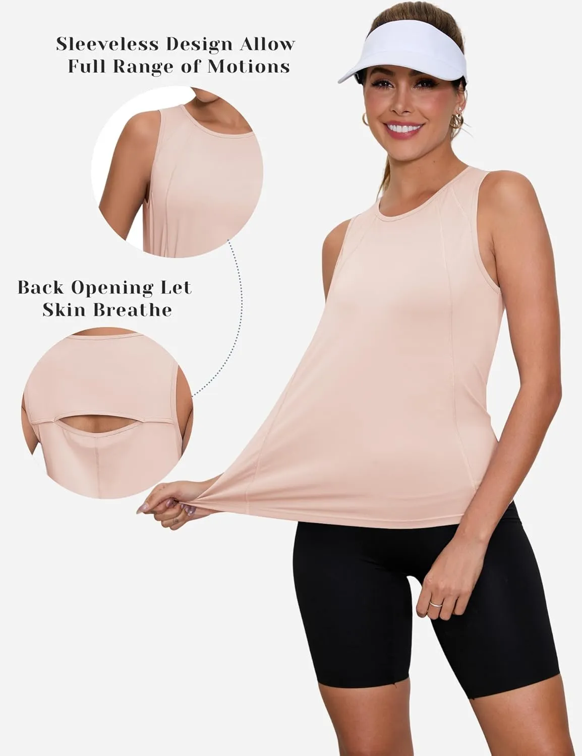 Loovoo Women's Workout Tank Tops Loose Fit Open Back Running Shirts Sleeveless Quick Dry Athletic Gym Yoga Top